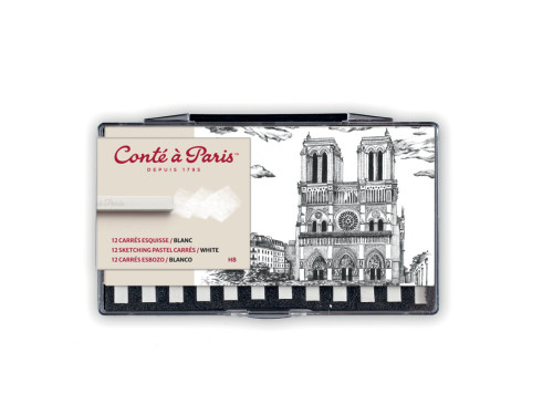 Set of Sketching Carrés Pastels - Conté à Paris - White HB 12 pcs