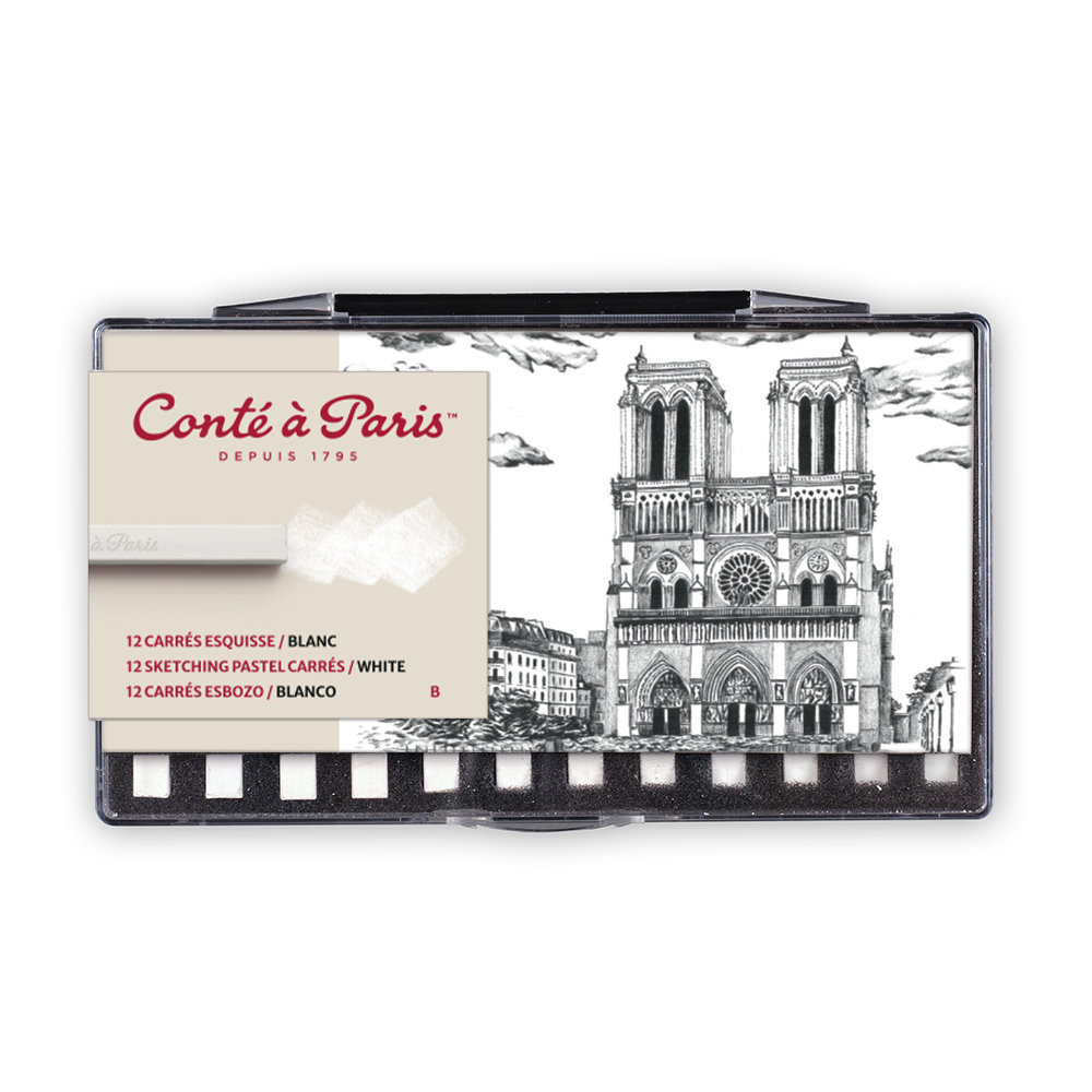 Set of Sketching Carrés Pastels - Conté à Paris - White B 12 pcs