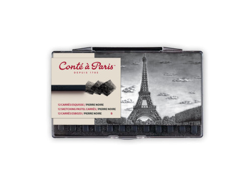 Set of Sketching Carrés Pastels - Conté à Paris - Black B 12 pcs