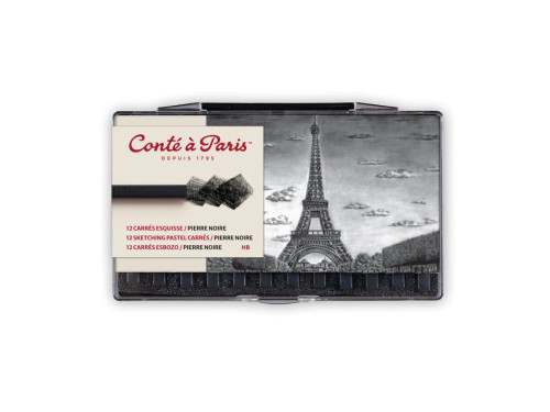 Zestaw suchych pasteli Sketching Carrés - Conté à Paris - Black HB 12 szt.