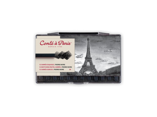 Zestaw suchych pasteli Sketching Carrés - Conté à Paris - Black 2B 12 szt.