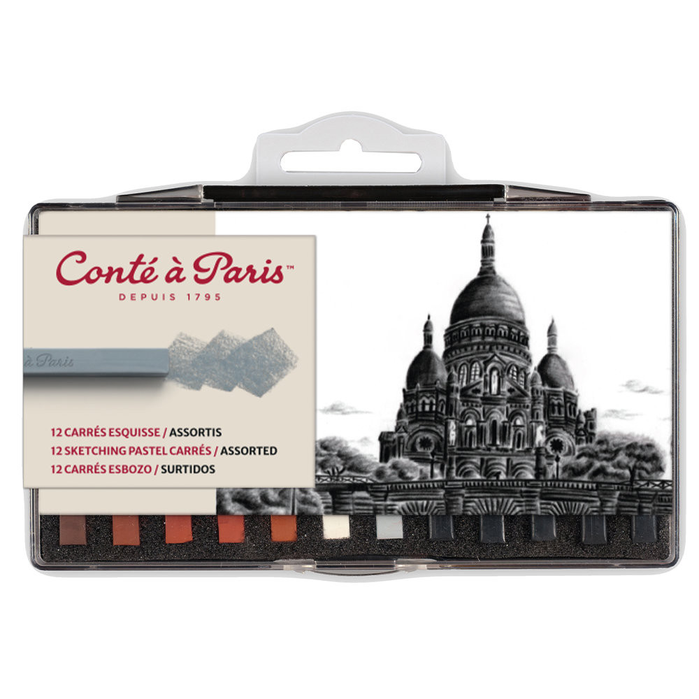 Set of Assorted Sketching Carrés Pastels - Conté à Paris - 12 pcs