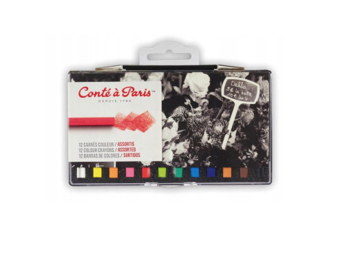 Zestaw suchych pasteli Carrés Assorted - Conté à Paris - 12 szt.