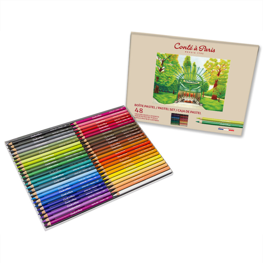 Set of Assorted Pastel Pencils - Conté à Paris - 48 pcs