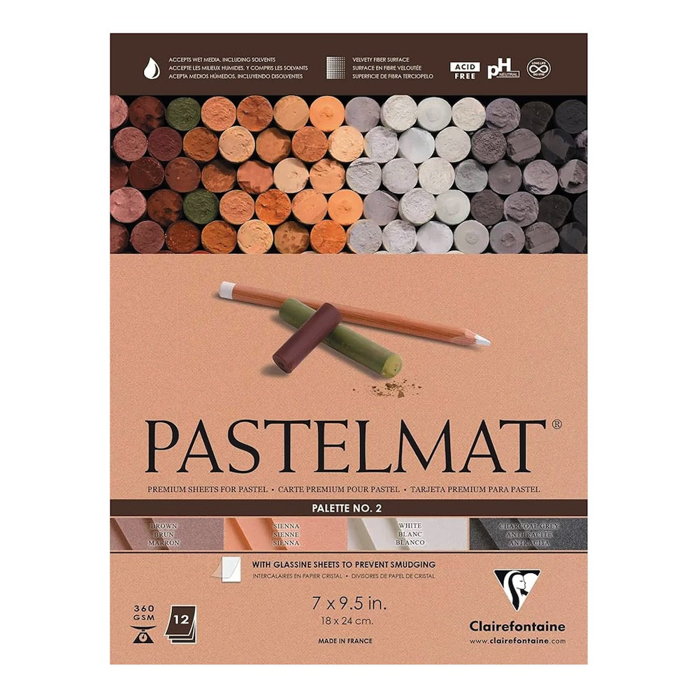 Pastelmat paper pad - Clairefontaine - no. 2 18 x 24 cm 360 g 12 sheets