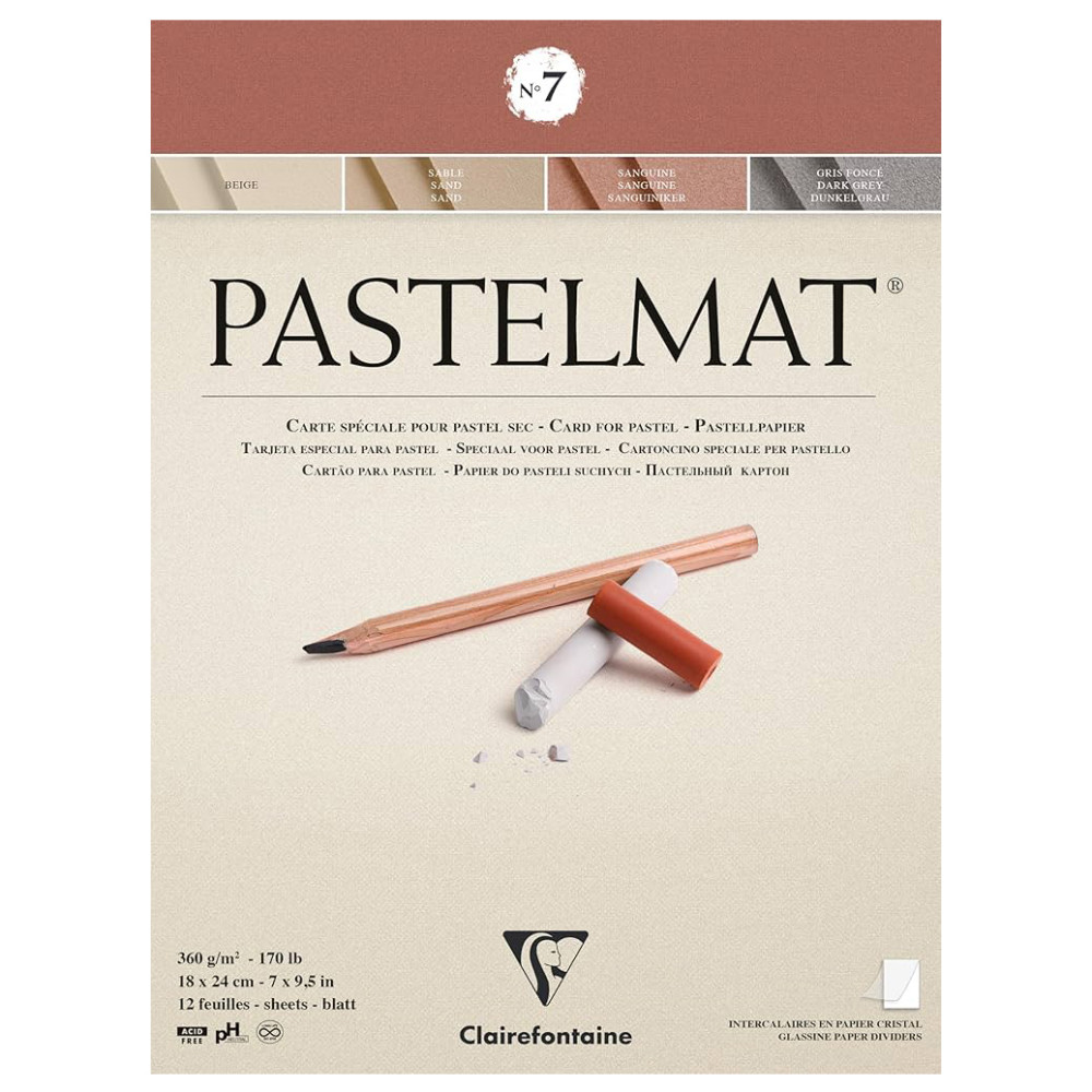 Pastelmat paper pad - Clairefontaine - no. 7 18 x 24 cm 360 g 12 sheets