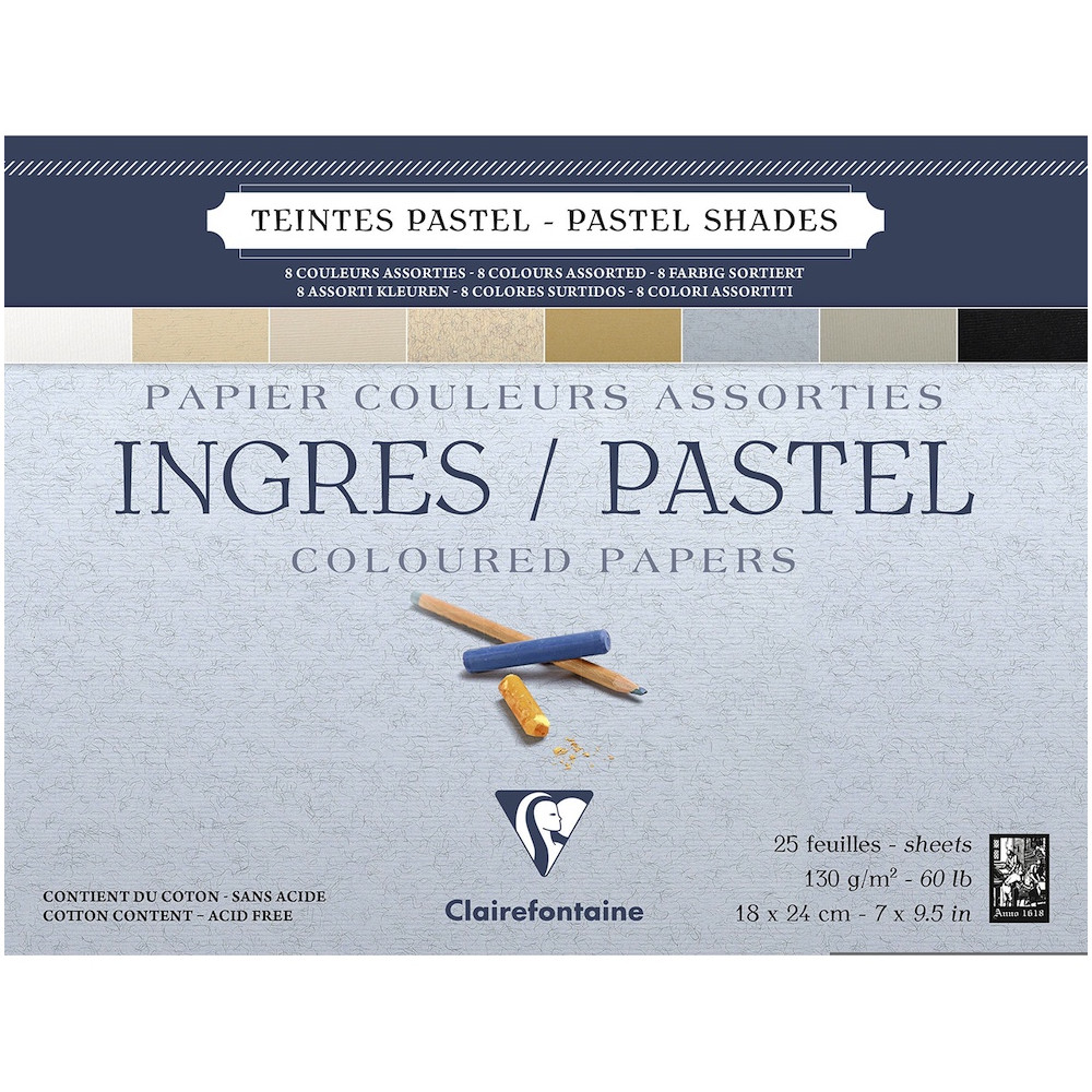 Papier do pasteli suchych Ingres - Clairefontaine - 18 x 14 cm 130 g 25 ark.