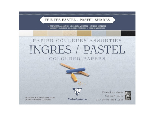 Papier do pasteli suchych Ingres - Clairefontaine - 24 x 30 cm 130 g 25 ark.