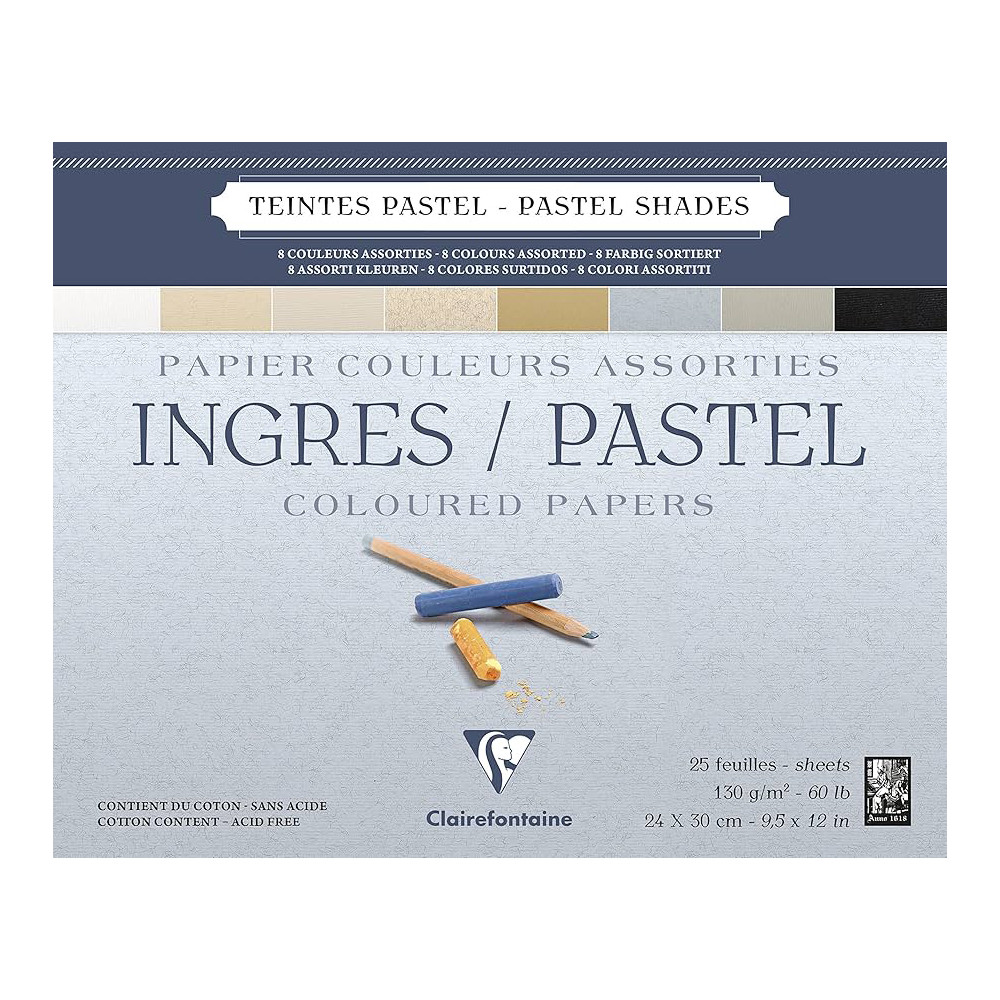 Papier do pasteli suchych Ingres - Clairefontaine - 24 x 30 cm 130 g 25 ark.