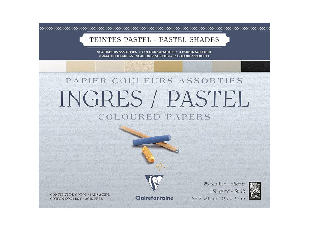 Papier do pasteli suchych Ingres 24 x 30 cm - Clairefontaine - 130 g 25 ark.