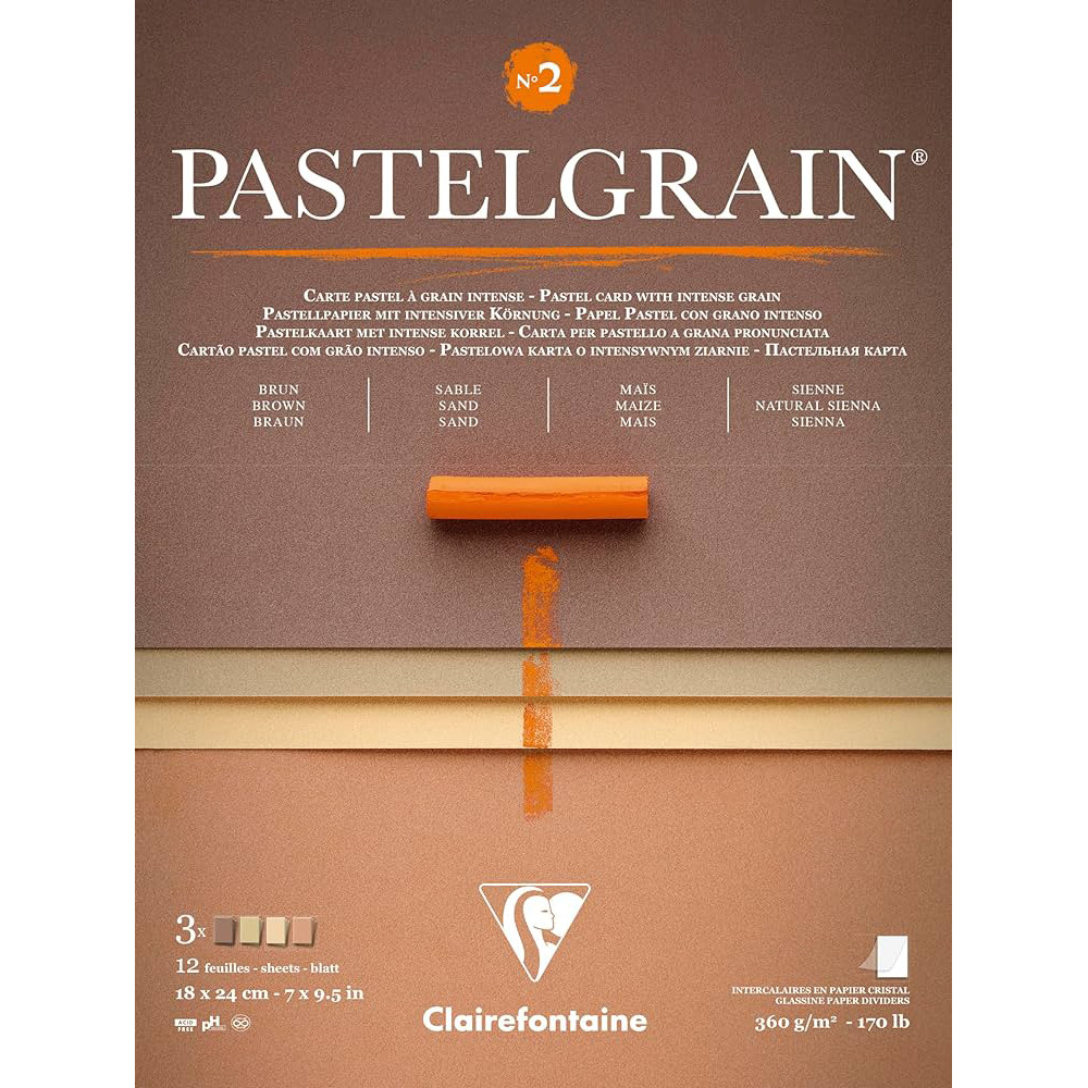 PastelGrain paper pad No. 2 - Clairefontaine - 18 x 24 cm 360 g 12 sheets