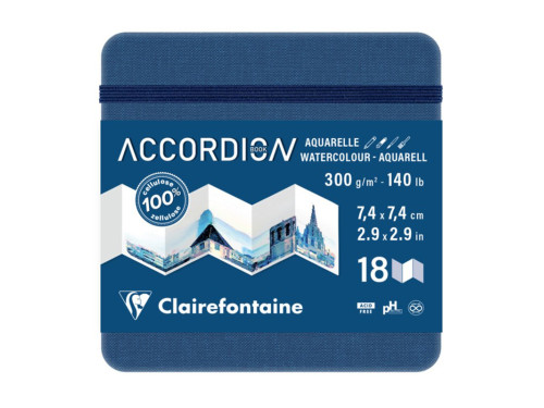 Accordion plain Sketchbook 7,4 x 7,4 cm - Clairefontaine - 300 g 18 sheets