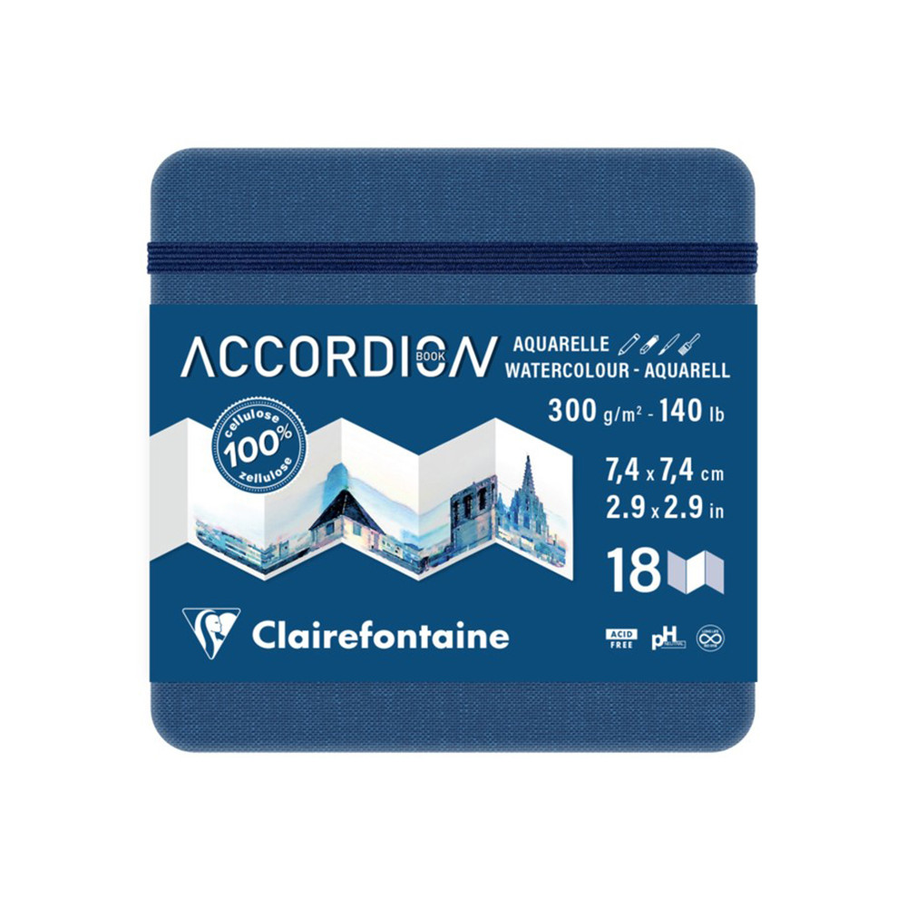 Accordion plain Sketchbook 7,4 x 7,4 cm - Clairefontaine - 300 g 18 sheets