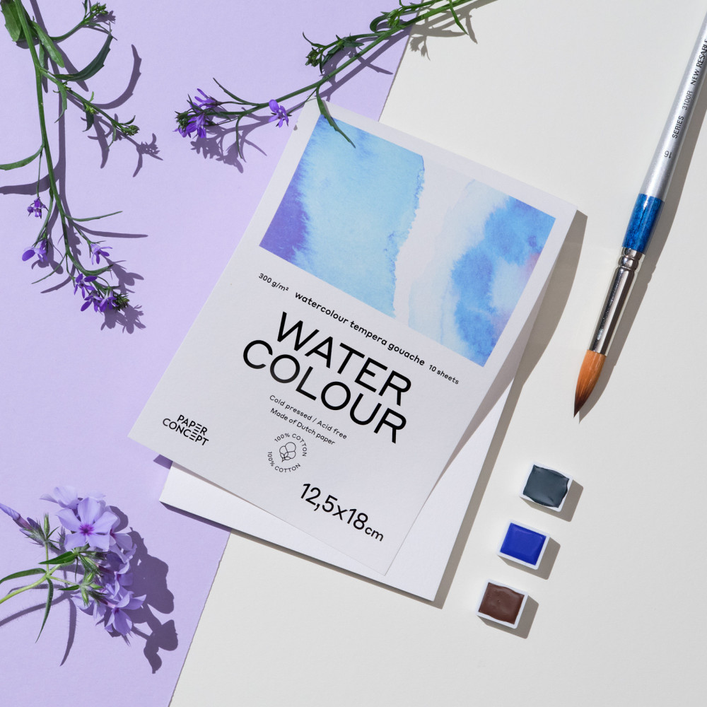 100% Cotton paper pad - PaperConcept - 9 x 10,5 cm 300 g 15 sheets