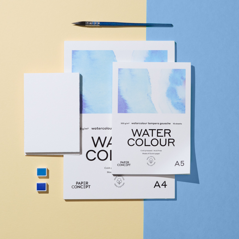 Blok do akwareli 100% Cotton - PaperConcept - 9 x 10,5 cm 300 g 15 ark.