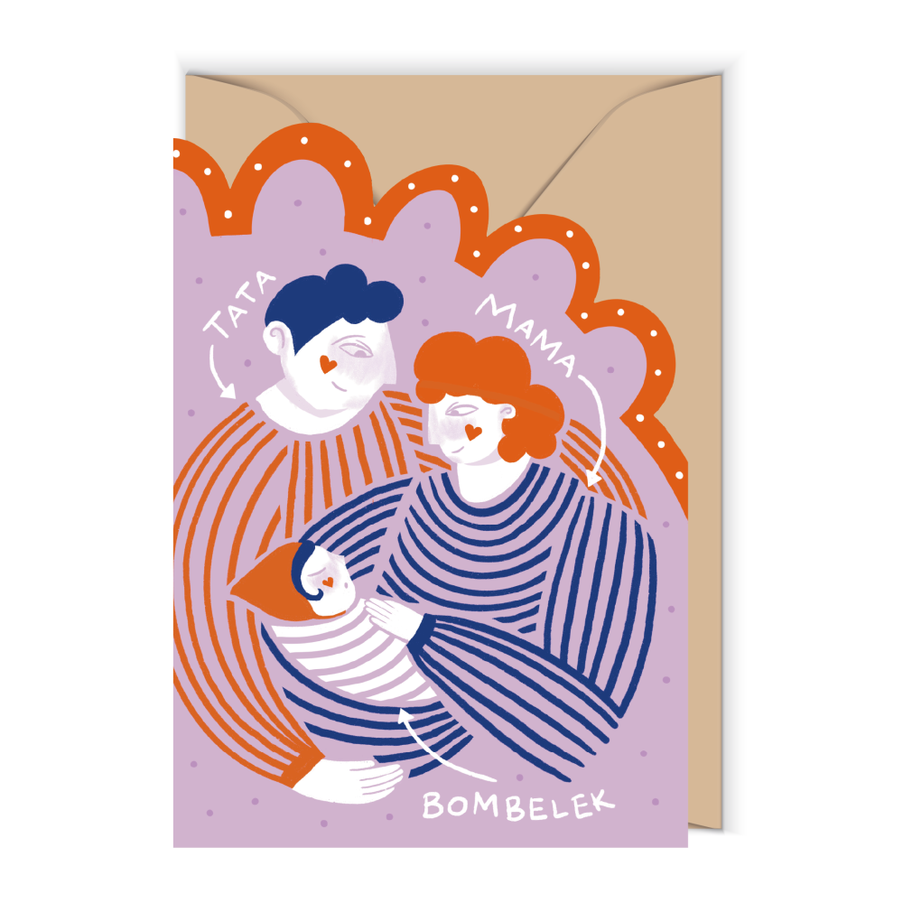 Greeting card 12 x 17 cm - Cudowianki - Tata, mama i bombelek