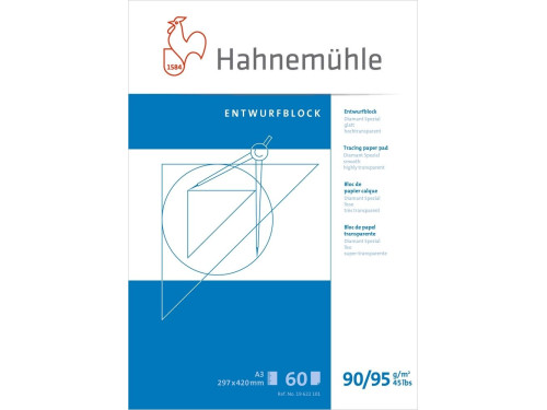 Kalka kreślarska w bloku - Hahnemühle - A3 90 g/m2 60 ark.