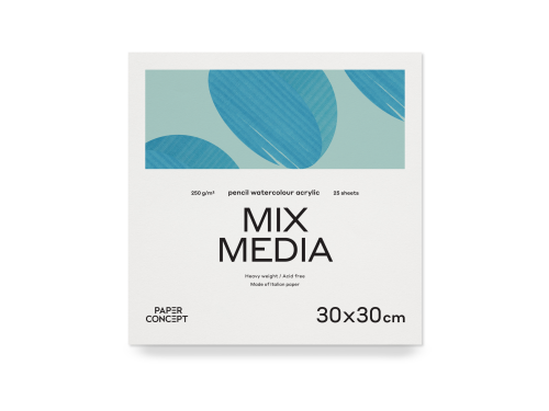 Blok uniwersalny Mix Media - PaperConcept - medium grain 30 x 30 cm 250 g 25 ark.
