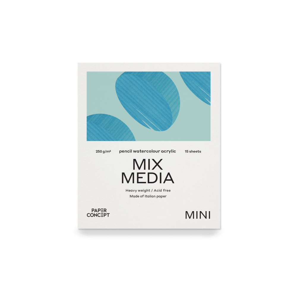 Mix Media paper pad - PaperConcept - medium grain 9 x 10,5 cm 250 g 15 sheets