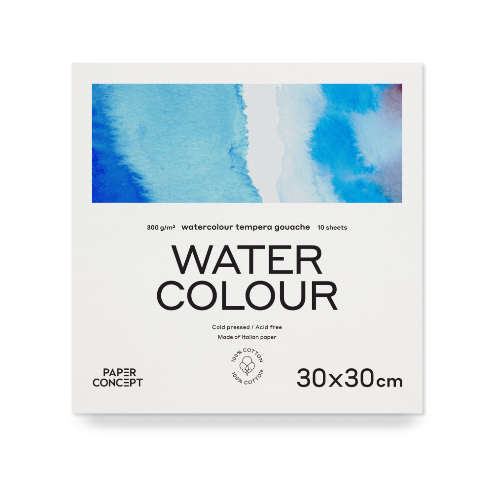 100% Cotton paper pad - PaperConcept - 30 x 30 cm 300 g 10 sheets