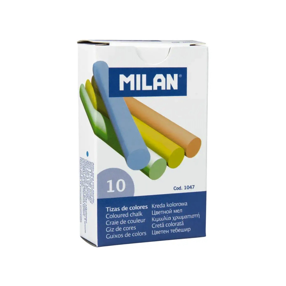 Kreda szkolna tablicowa - Milan - kolorowa okrągła 10 szt.
