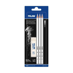 Zestaw ołówków węglowych Art Charcoal - Milan - białe 3 szt.
