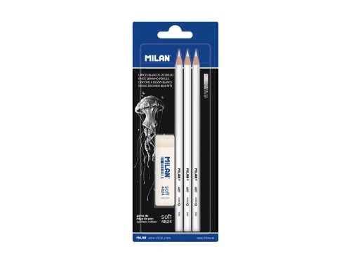 Set of Art charcoals in wood - Milan - white 3 pcs.