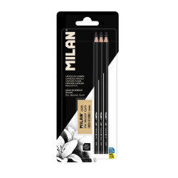 Set of Art charcoals in wood - Milan - black 3 pcs.