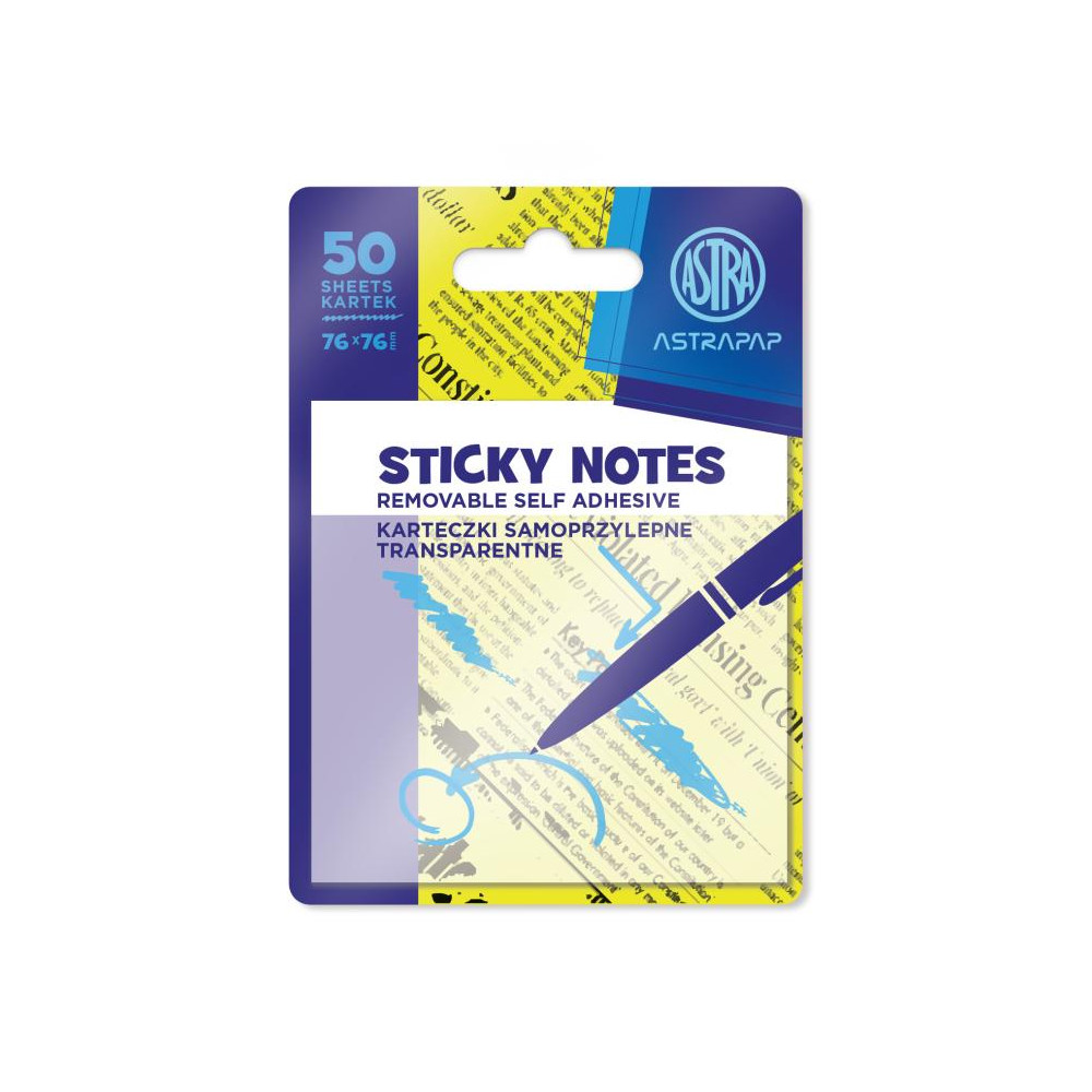 Transparent self-adhesive notes - Astra - 50 pcs.