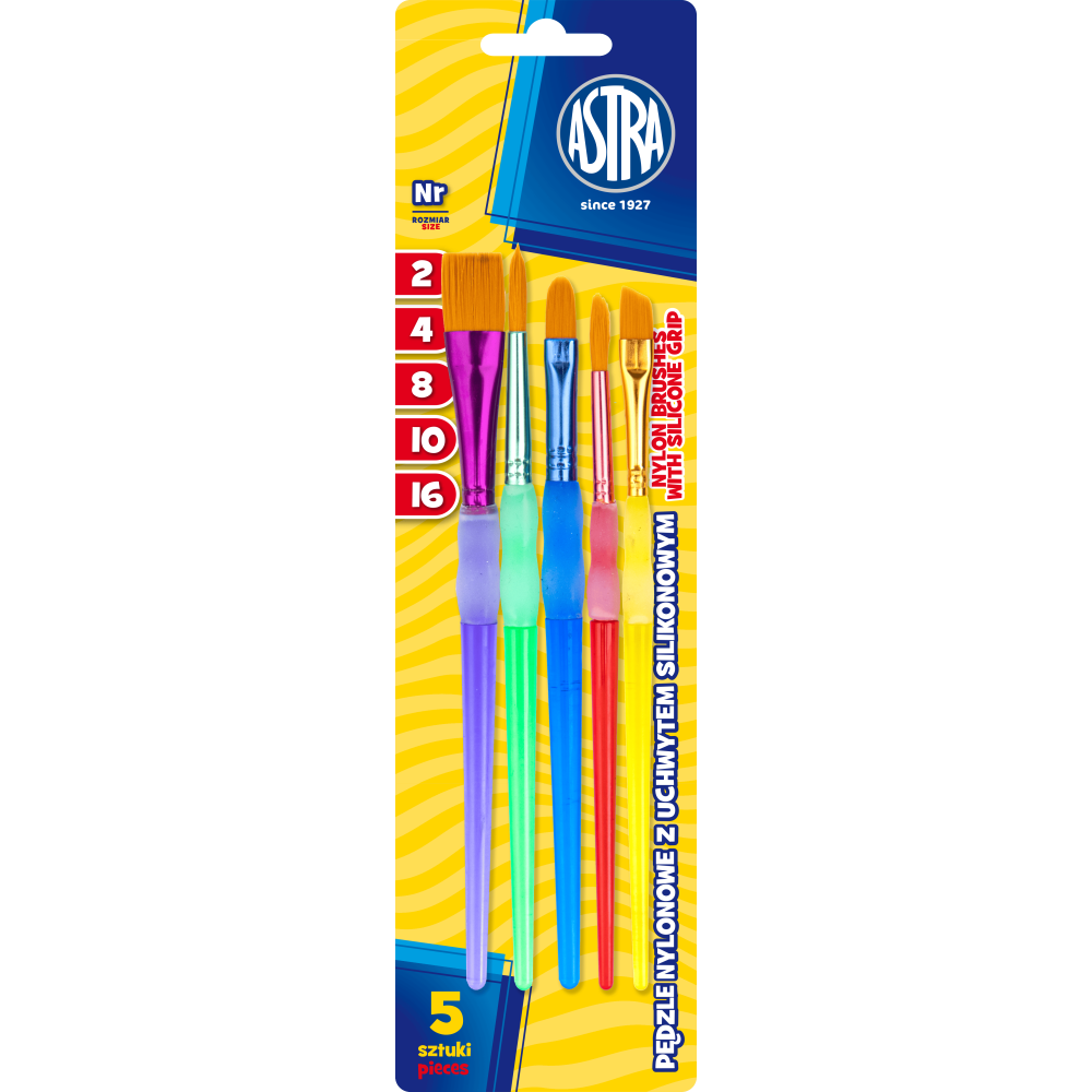 Set of nylon brush with silicone handles - Astra - 5 pcs