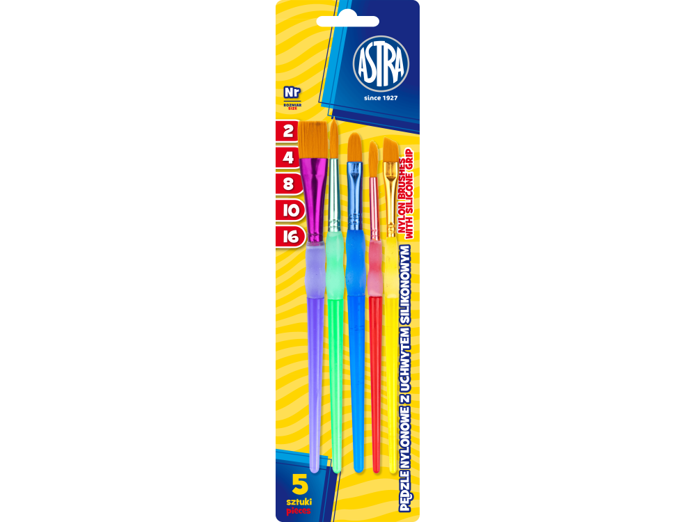Set of nylon brush with silicone handles - Astra - 5 pcs
