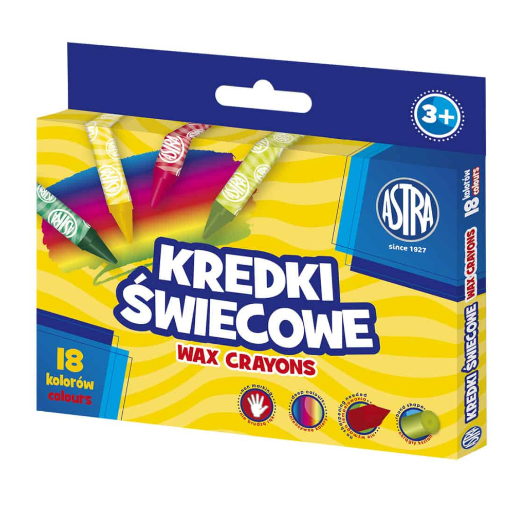 Zestaw kredek świecowych - Astra - 18 szt.