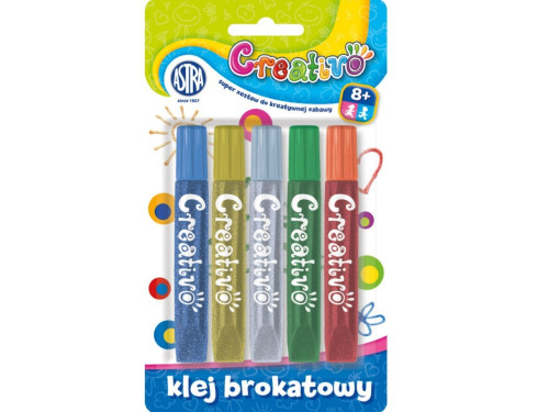 Zestaw klejów brokatowych Creativo - Astra - 5 szt.