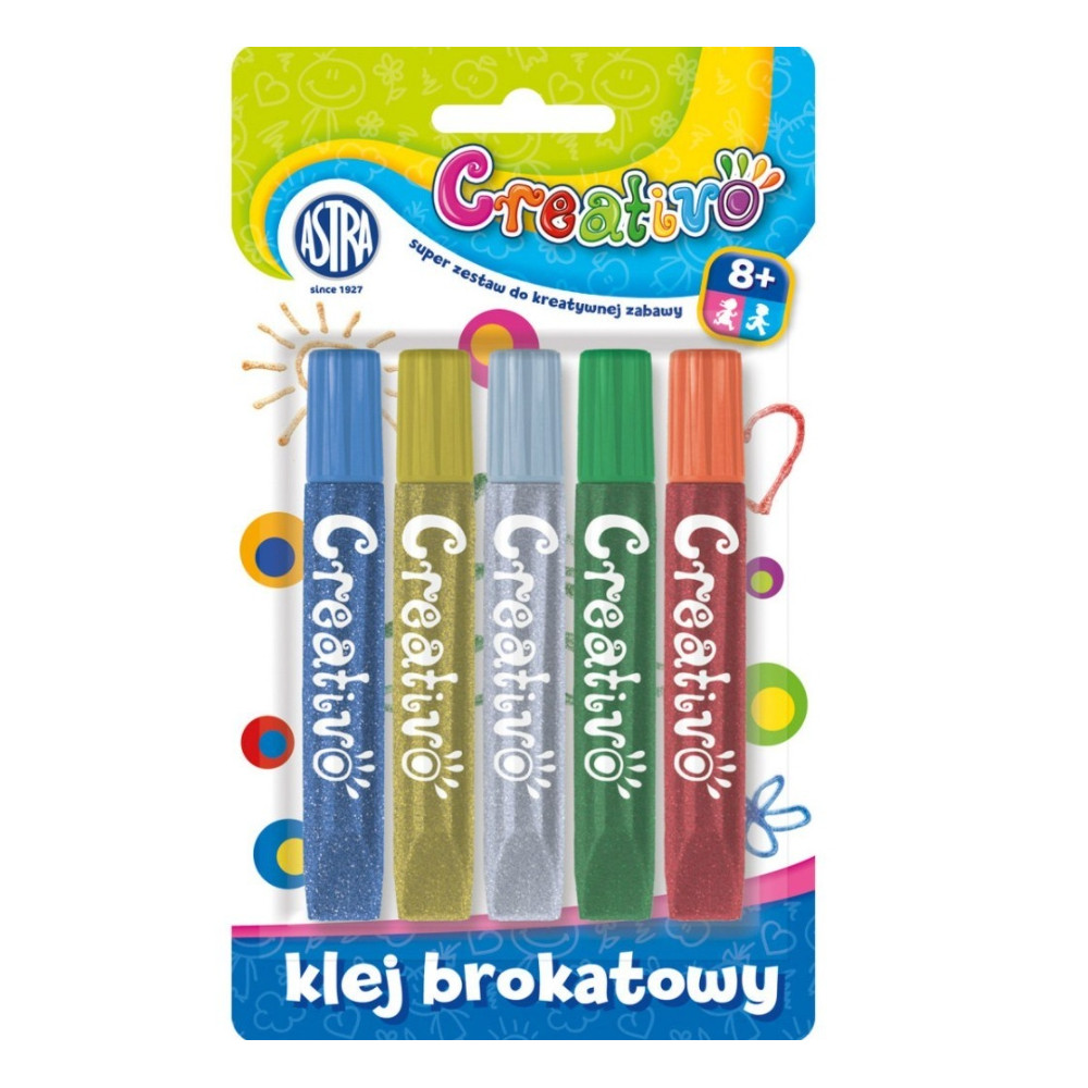 Zestaw klejów brokatowych Creativo - Astra - 5 szt.