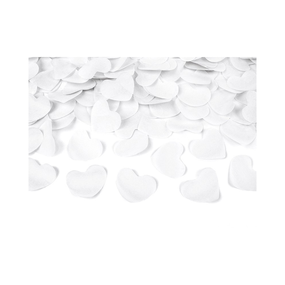 Wystrzałowe konfetti tuba - serca, białe, 80 cm