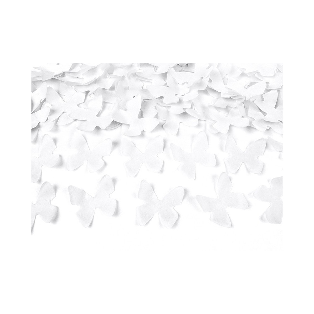Wystrzałowe konfetti tuba - motylki, białe, 80 cm