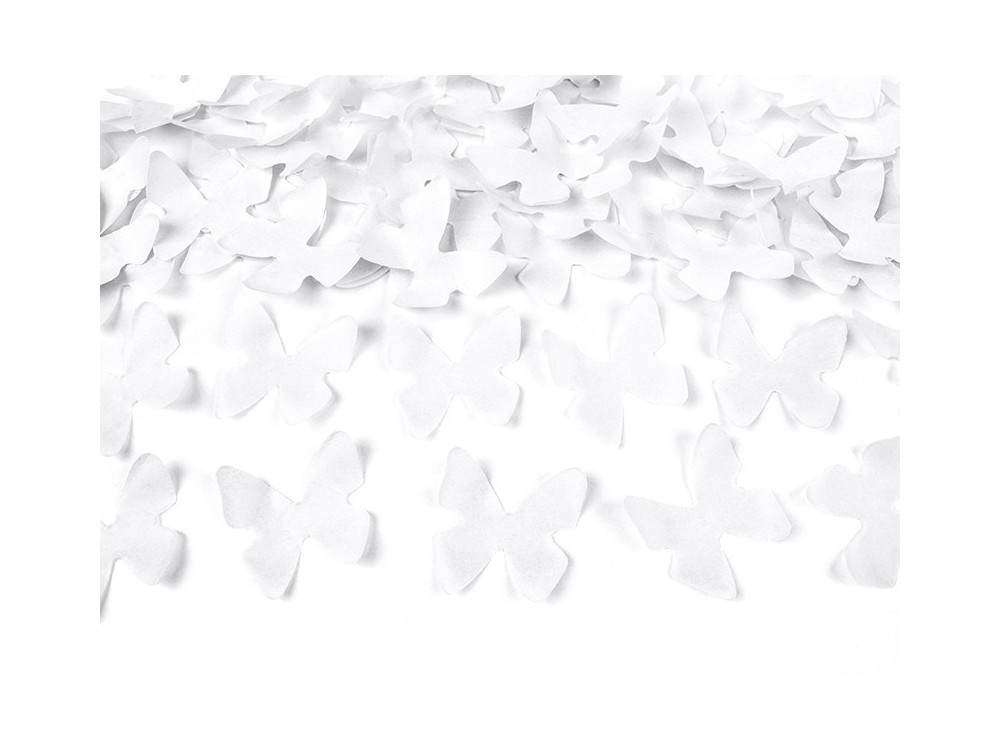 Confetti cannon - butterflies, white, 80 cm