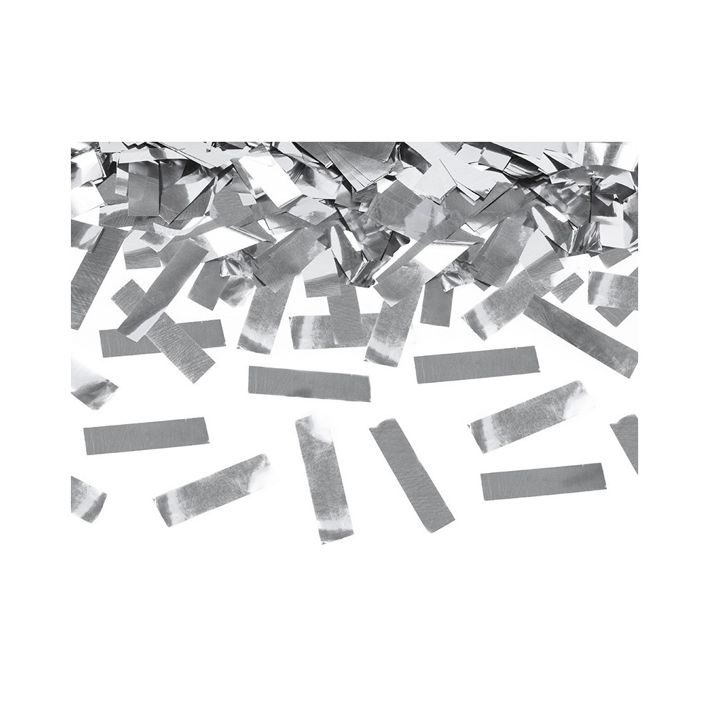 Wystrzałowe konfetti tuba - srebrne, metalizowane, 80 cm