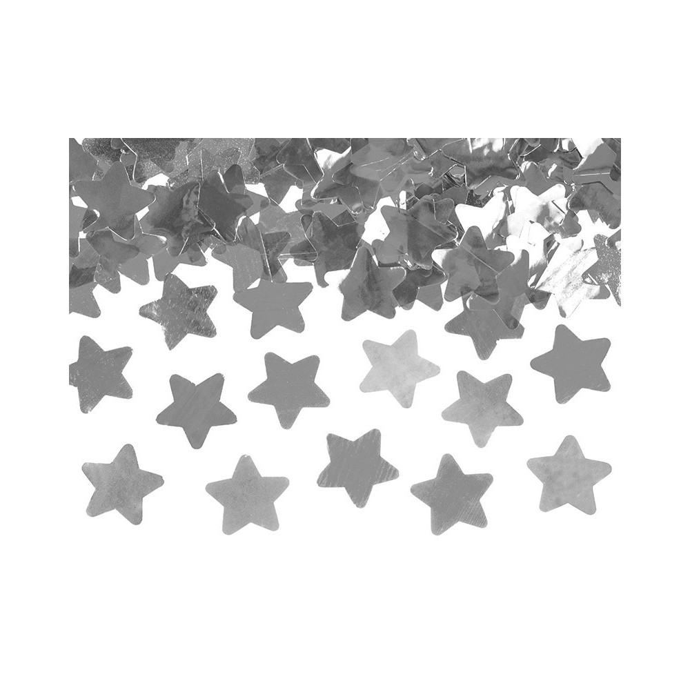 Wystrzałowe konfetti tuba - gwiazdki, srebrne, 80 cm