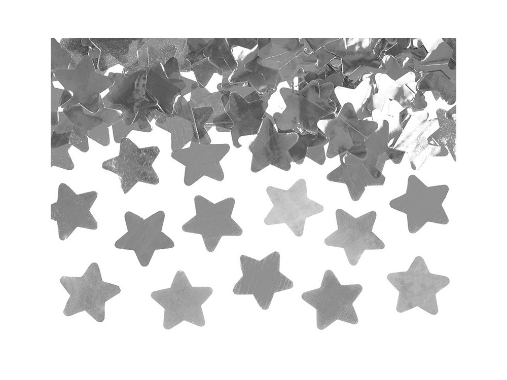 Confetti cannon - stars, silver, 80 cm