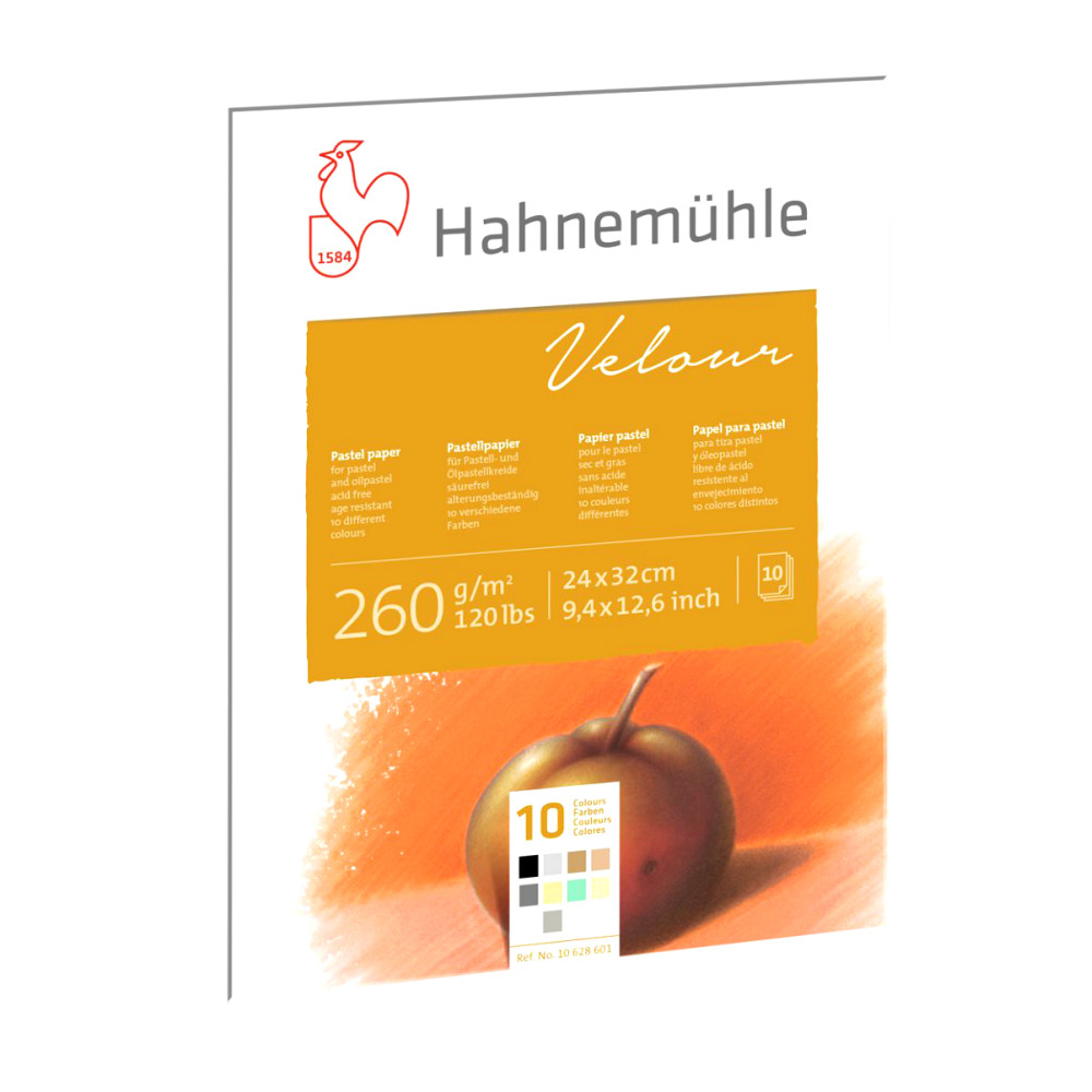 Velour paper pad 24 x 32 cm - Hahnemühle - Colored 260 g/m2 10 sheets