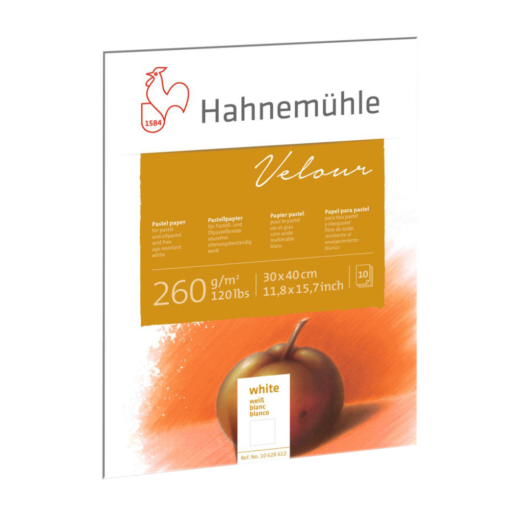 Velour paper pad 30 x 40 cm - Hahnemühle - White 260 g/m2 10 sheets