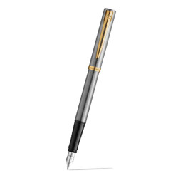 Fountain pen Impression with box - Waterman - Steel Gold Trim F