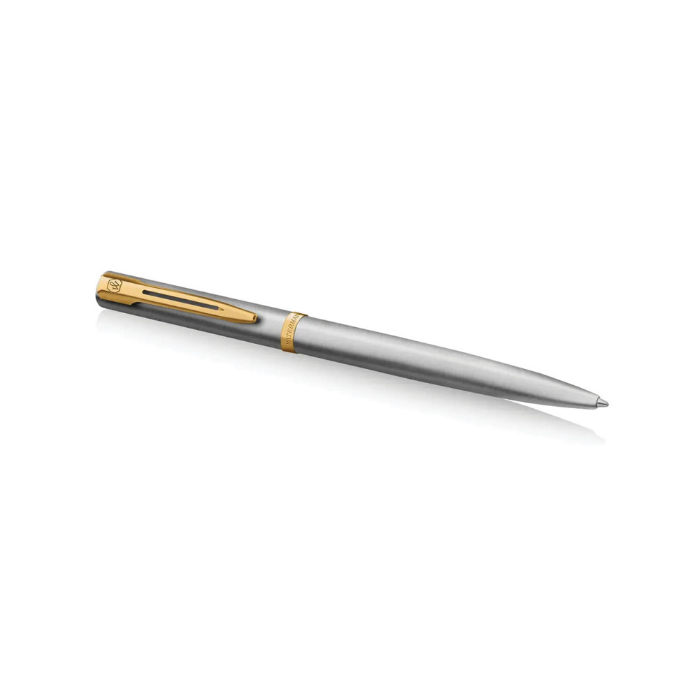 Ballpoint pen Impression with box - Waterman - Steel Gold Trim