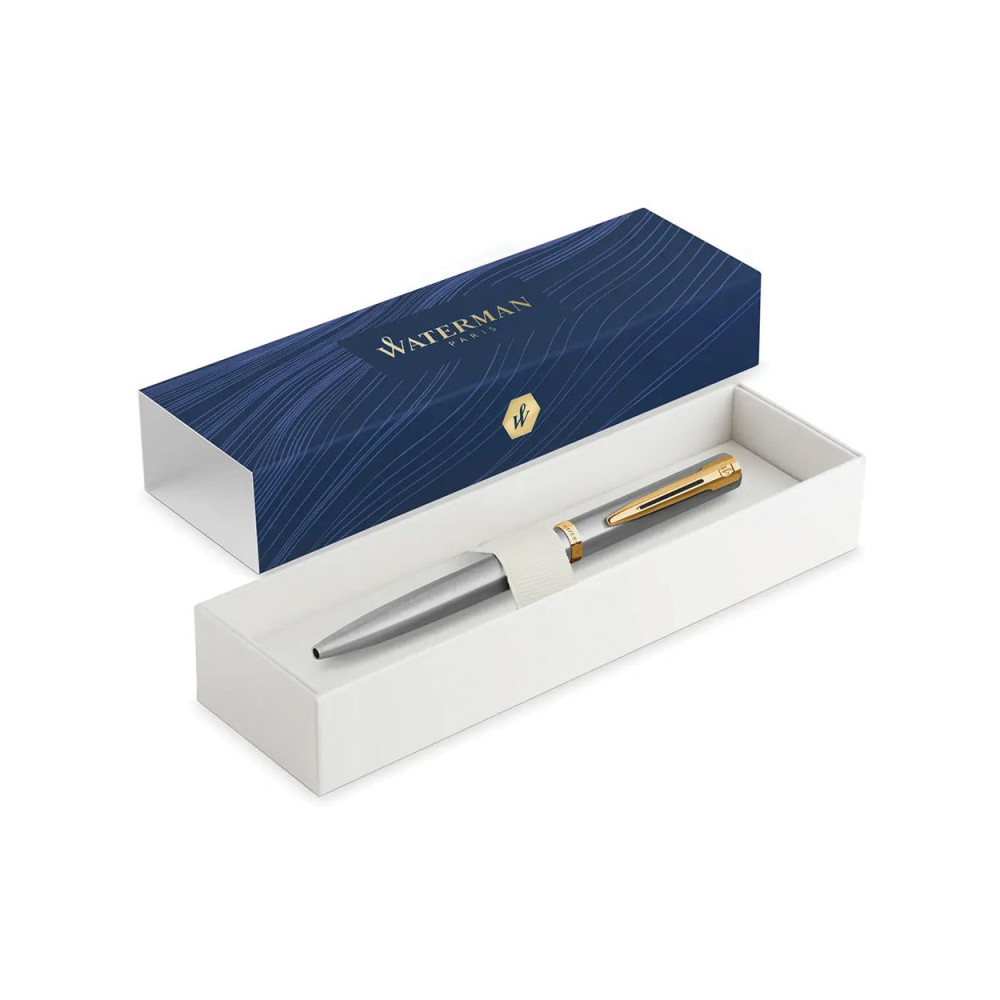 Ballpoint pen Impression with box - Waterman - Steel Gold Trim