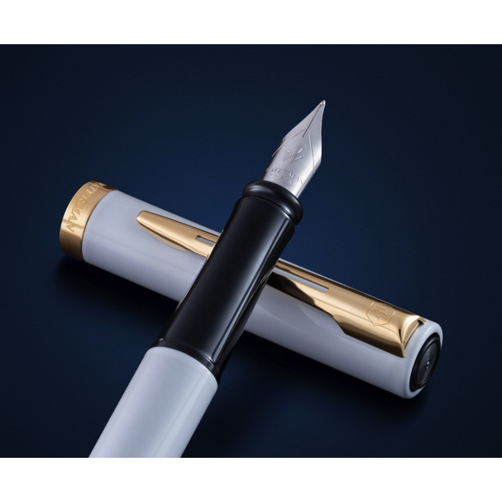 Fountain pen Impression with box - Waterman - White Gold Trim M