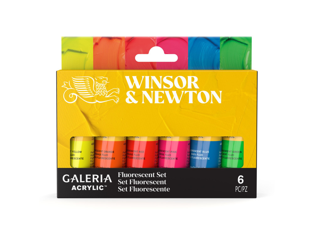 Zestaw farb akrylowych Galeria Fluorescent Set - Winsor & Newton - 6 x 20 ml
