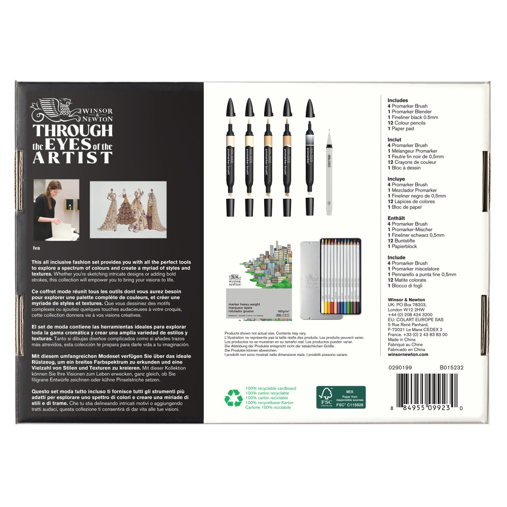 Mixed Media Fashion Set - Winsor & Newton - 19 pcs