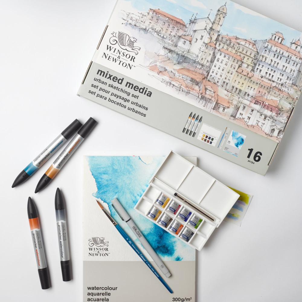Zestaw artystyczny Mixed Media Urban Sketching - Winsor & Newton - 16 pcs