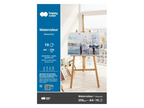 Watercolor paper pad A4 - Happy Color - 250 g, 10 sheets